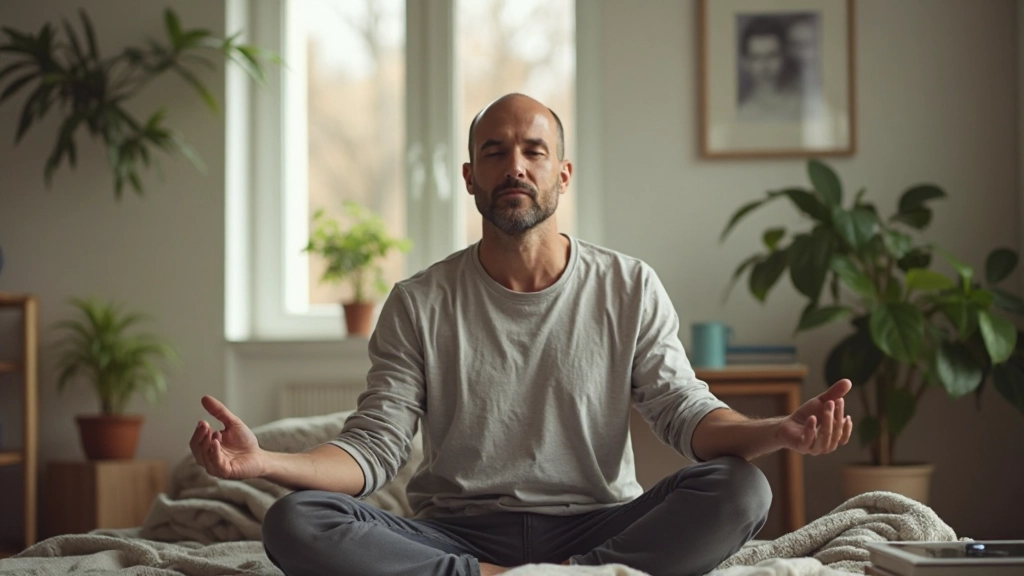 Человек медитирует в спокойном окружении для улучшения концентрации
